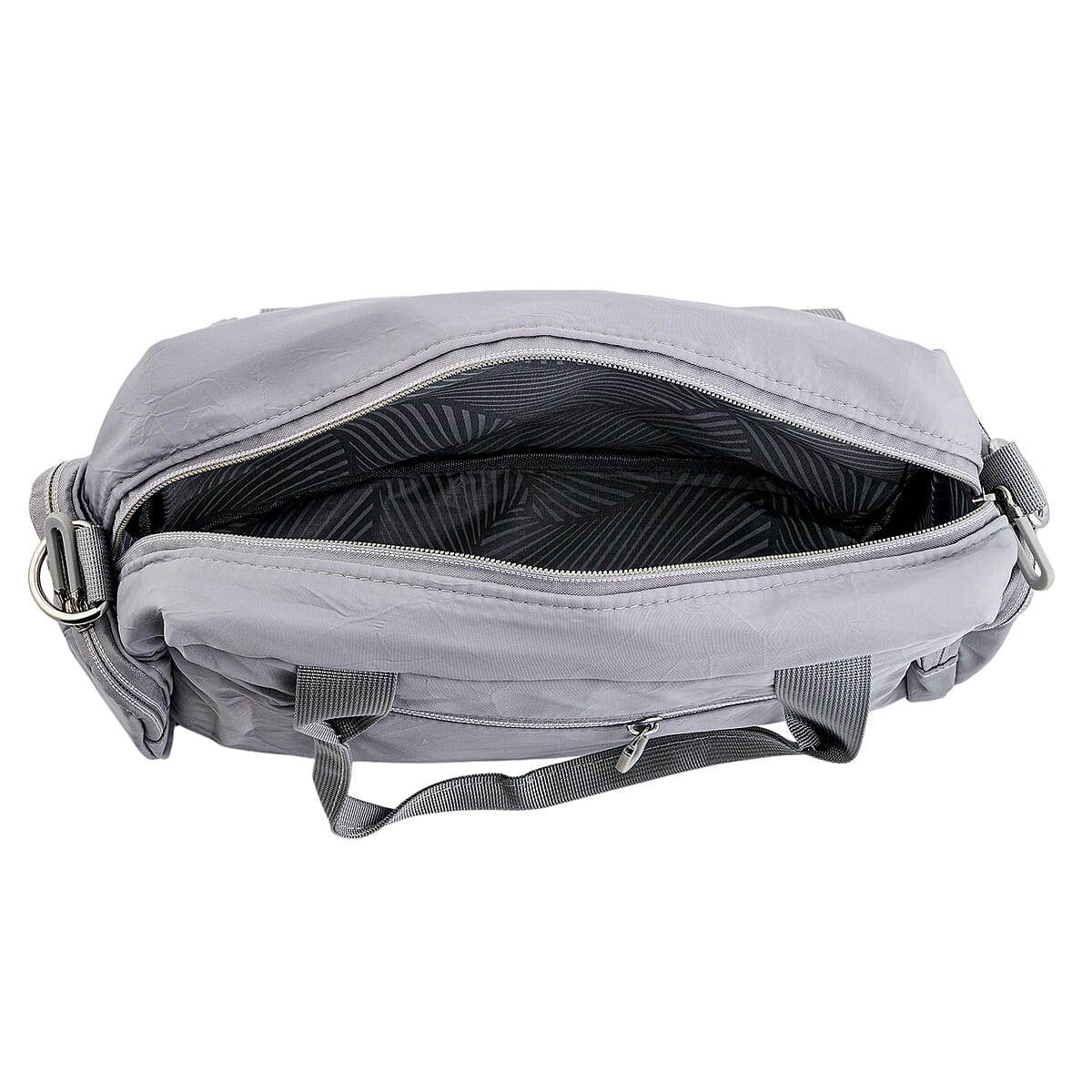 La Marey Gray Nylon Crossbody Bag with Shoulder Strap image number 7