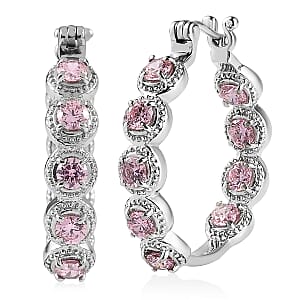 EverTrue Simulated Pink Diamond Earrings in Stainless Steel