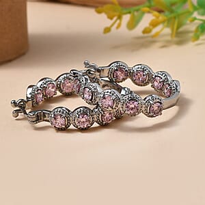 EverTrue Simulated Pink Diamond Earrings in Stainless Steel