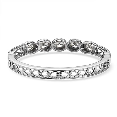 EverTrue Simulated Diamond Bangle Bracelet in Stainless Steel (6.50 In)