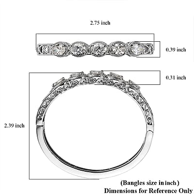 EverTrue Simulated Diamond Bangle Bracelet in Stainless Steel (6.50 In)