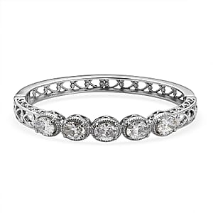 EverTrue Simulated Diamond Bangle Bracelet in Stainless Steel (7.25 In)