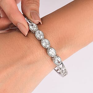 EverTrue Simulated Diamond Bangle Bracelet in Stainless Steel (8.0 In)