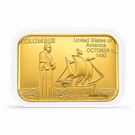 24K Gold Voyage of Discovery – Columbus Legacy Tribute Embossed Sheet (31x45.5mm) 10mg - Product card gallery slide 1 (10178332000569)