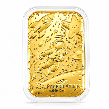 24K Golden Pride of NASA Embossed Sheet 31x45.5mm 10mg - Product card gallery slide 1 (10178331967801)