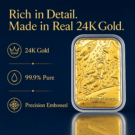 24K Golden Pride of NASA Embossed Sheet 31x45.5mm 10mg - Product card gallery slide 2 (10178331967801)