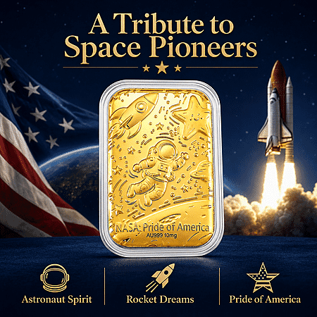 24K Golden Pride of NASA Embossed Sheet 31x45.5mm 10mg - Product card gallery slide 3 (10178331967801)