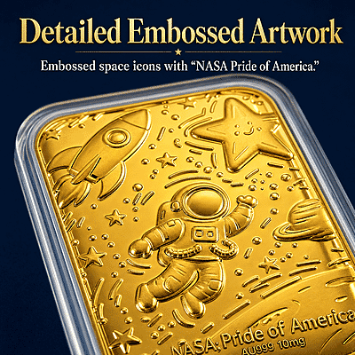 24K Golden Pride of NASA Embossed Sheet 31x45.5mm 10mg - Product card gallery slide 4 (10178331967801)