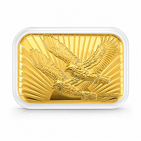 24K Gold Wings of Freedom - Twin Eagle Legacy Embossed Sheet 31x45.5mm 10mg - Product card gallery slide 1 (10178332033337)