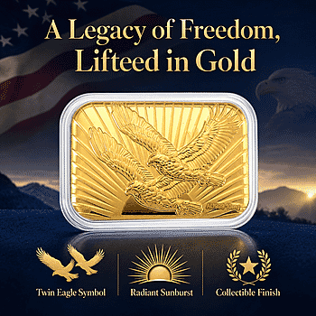 24K Gold Wings of Freedom - Twin Eagle Legacy Embossed Sheet 31x45.5mm 10mg - Product card gallery slide 3 (10178332033337)