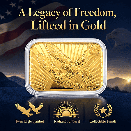24K Gold Wings of Freedom - Twin Eagle Legacy Embossed Sheet 31x45.5mm 10mg - Product card gallery slide 3 (10178332033337)