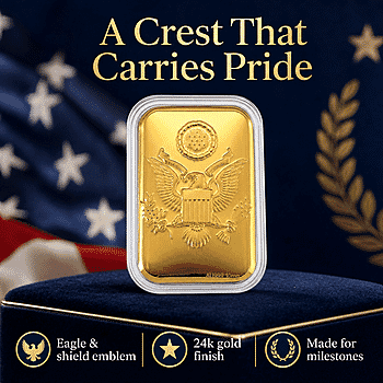 24K Gold Pride of the Nation – Eagle Crest Tribute Embossed Sheet 31x45.5mm 10mg - Product card gallery slide 3 (10178332066105)