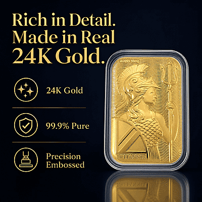 24K Golden Naval Majesty of Britannia Emboss Sheet 31x45.5mm 10mg - Product card gallery slide 2 (10178332131641)