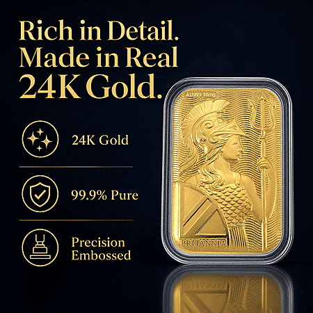24K Golden Naval Majesty of Britannia Emboss Sheet 31x45.5mm 10mg - Product card gallery slide 2 (10178332131641)
