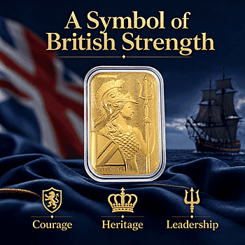 24K Golden Naval Majesty of Britannia Emboss Sheet 31x45.5mm 10mg - Product card gallery slide 3 (10178332131641)