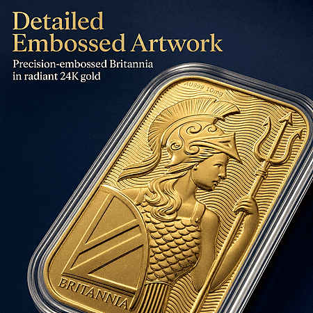 24K Golden Naval Majesty of Britannia Emboss Sheet 31x45.5mm 10mg - Product card gallery slide 4 (10178332131641)