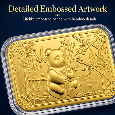 24K Golden Panda Emboss Sheet 31x45.5mm 10mg - Product card gallery slide 4 (10178332262713)