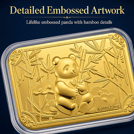 24K Golden Panda Emboss Sheet 31x45.5mm 10mg - Product card gallery slide 4 (10178332262713)