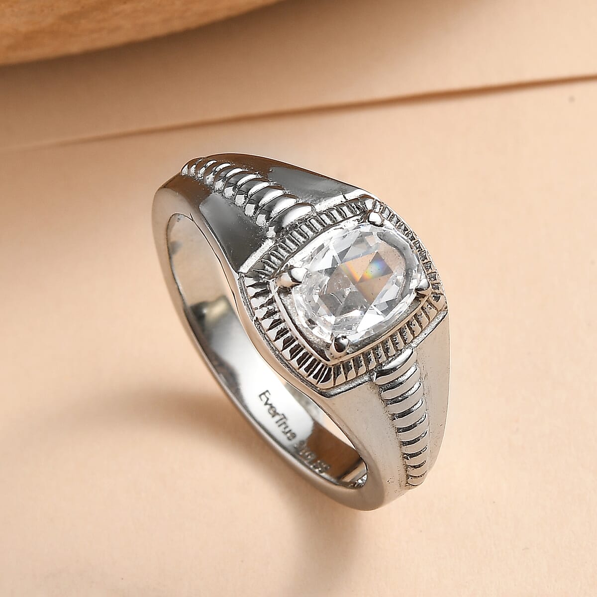 EverTrue Simulated Diamond Ring in Stainless Steel (Size 10.0) 2.10 ctw image number 1