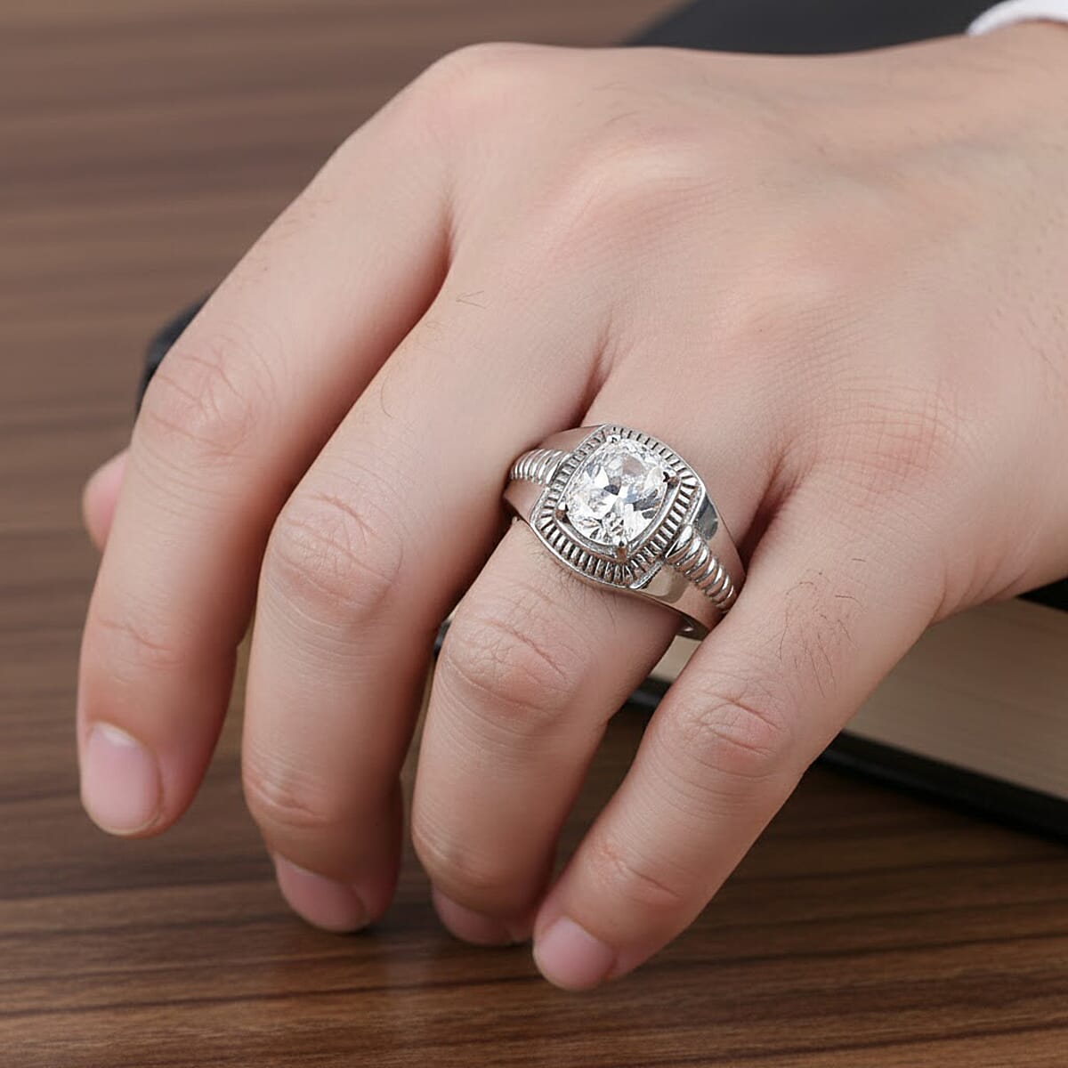 EverTrue Simulated Diamond Ring in Stainless Steel (Size 10.0) 2.10 ctw image number 2