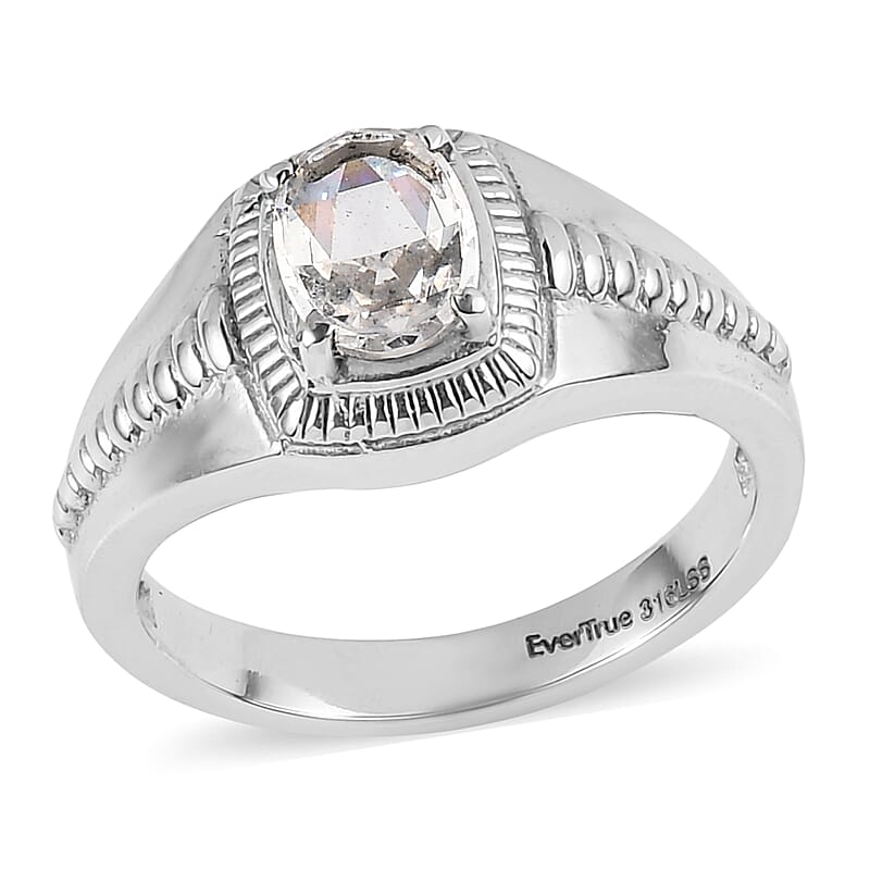 EverTrue Simulated Diamond Men's Ring in Stainless Steel (Size 14.0) 2.10 ctw