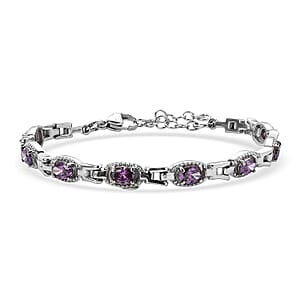 EverTrue Simulated Amethyst Color Diamond 6.10 ctw Fancy Bracelet in Stainless Steel (6.50 In)