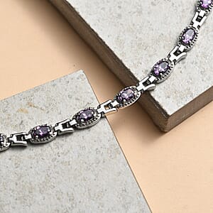 EverTrue Simulated Amethyst Color Diamond 6.10 ctw Fancy Bracelet in Stainless Steel (6.50 In)