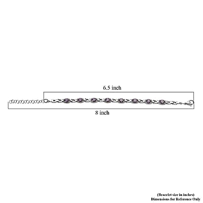 EverTrue Simulated Amethyst Color Diamond 6.10 ctw Fancy Bracelet in Stainless Steel (6.50 In)