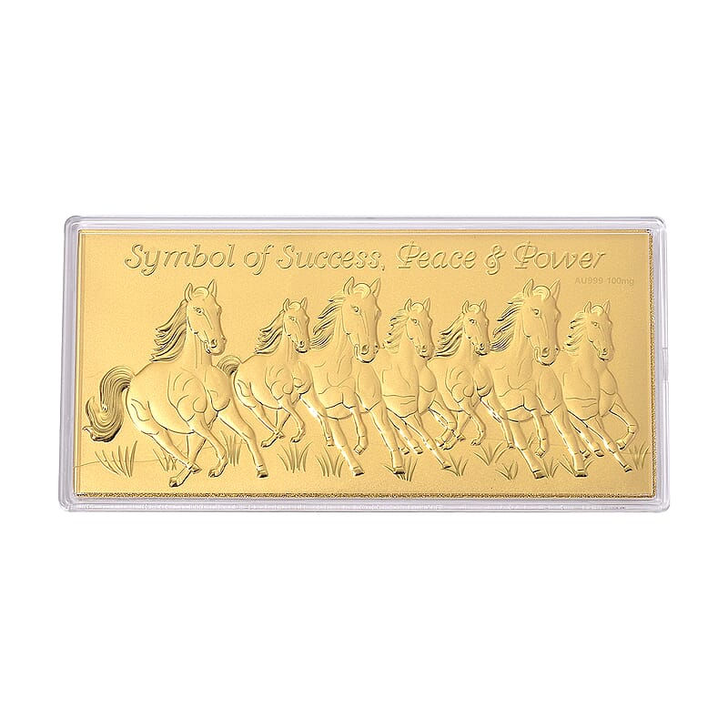  24K Golden Fortune Seven Horses Embossed Sheet 155x75mm 100mg