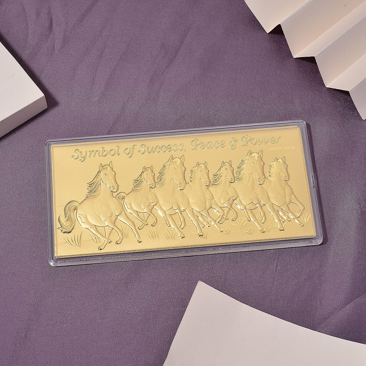 Doorbuster 24K Golden Fortune Seven Horses Embossed Sheet 155x75mm 100mg image number 1