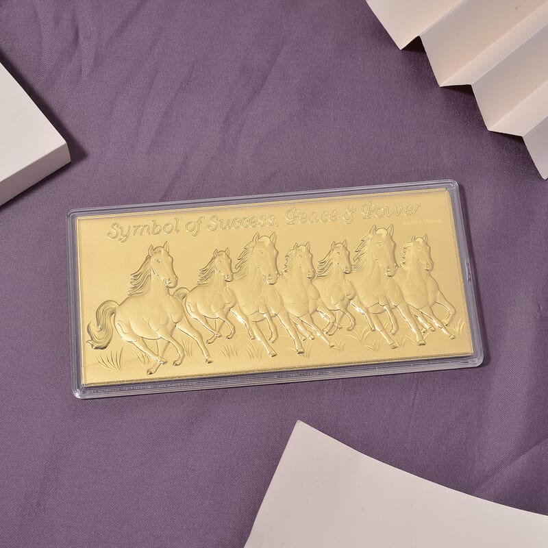  24K Golden Fortune Seven Horses Embossed Sheet 155x75mm 100mg