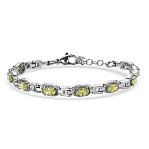 EverTrue Simulated Lime Diamond 6.10 ctw Bracelet in Stainless Steel (6.50 In)