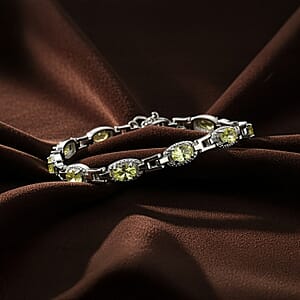 EverTrue Simulated Lime Diamond 6.10 ctw Bracelet in Stainless Steel (6.50 In)