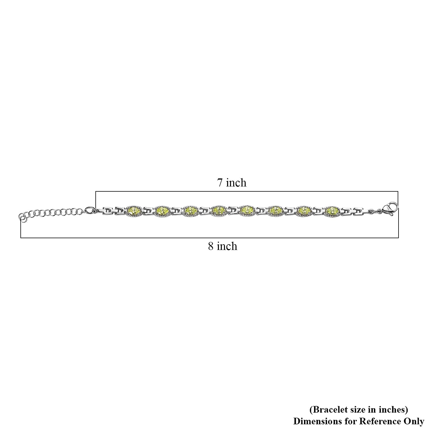 EverTrue Simulated Lime Diamond 6.10 ctw Bracelet in Stainless Steel (6.50 In)