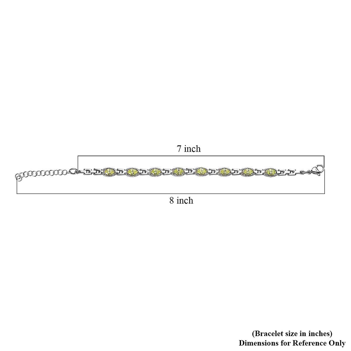EverTrue Simulated Lime Diamond 6.10 ctw Bracelet in Stainless Steel (6.50 In) image number 4