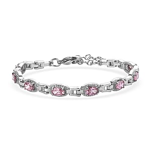 EverTrue Simulated Pink Diamond Bracelet in Stainless Steel (6.50 In)