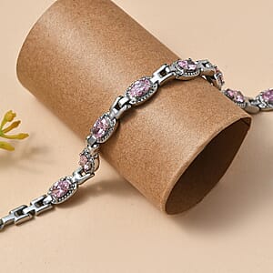 EverTrue Simulated Pink Diamond Bracelet in Stainless Steel (6.50 In)