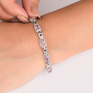 EverTrue Simulated Pink Diamond Bracelet in Stainless Steel (6.50 In)