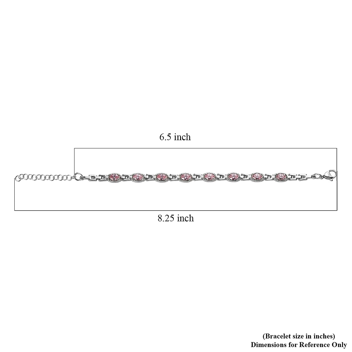 EverTrue Simulated Pink Diamond Bracelet in Stainless Steel (6.50 In) image number 4