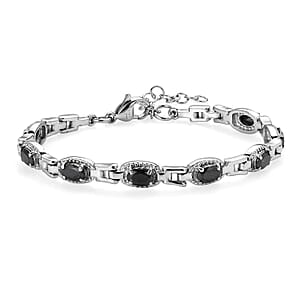 EverTrue Simulated Black Diamond Bracelet in Stainless Steel (6.50 In)