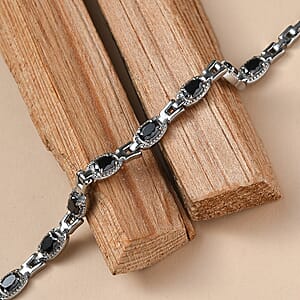 EverTrue Simulated Black Diamond Bracelet in Stainless Steel (6.50 In)