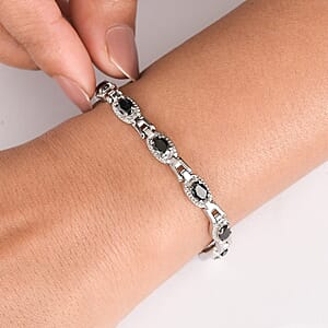 EverTrue Simulated Black Diamond Bracelet in Stainless Steel (6.50 In)