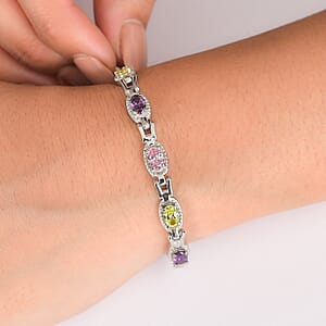 EverTrue Simulated Multi Color Diamond Bracelet Stainless Steel (6.5-8.00In)