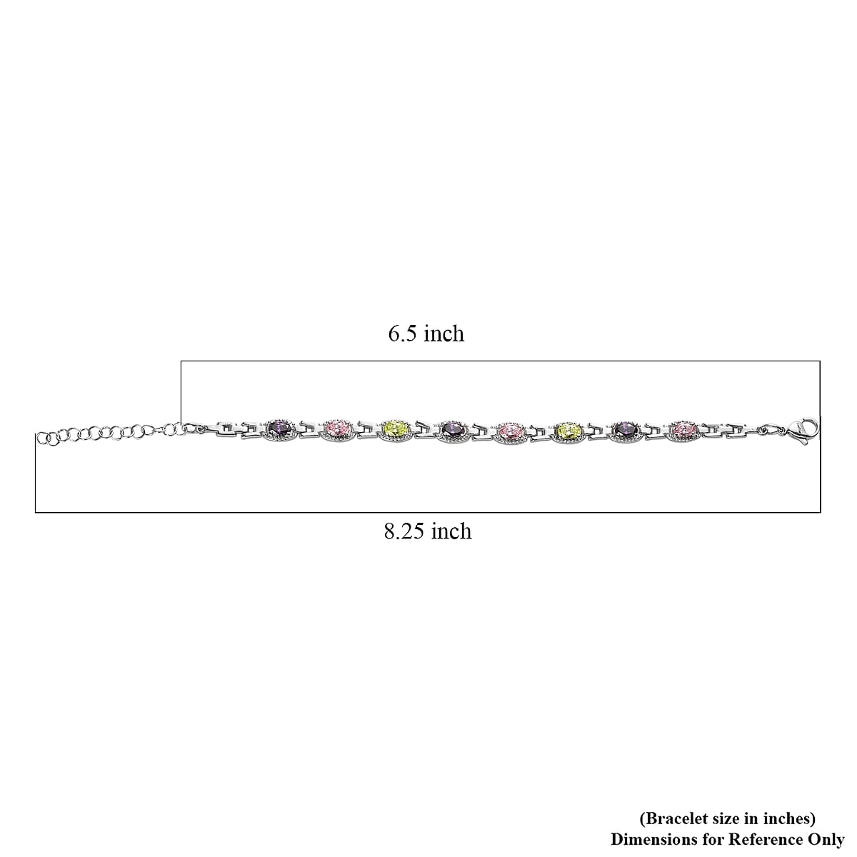 EverTrue Simulated Multi Color Diamond Bracelet Stainless Steel (6.5-8.00In) image number 4