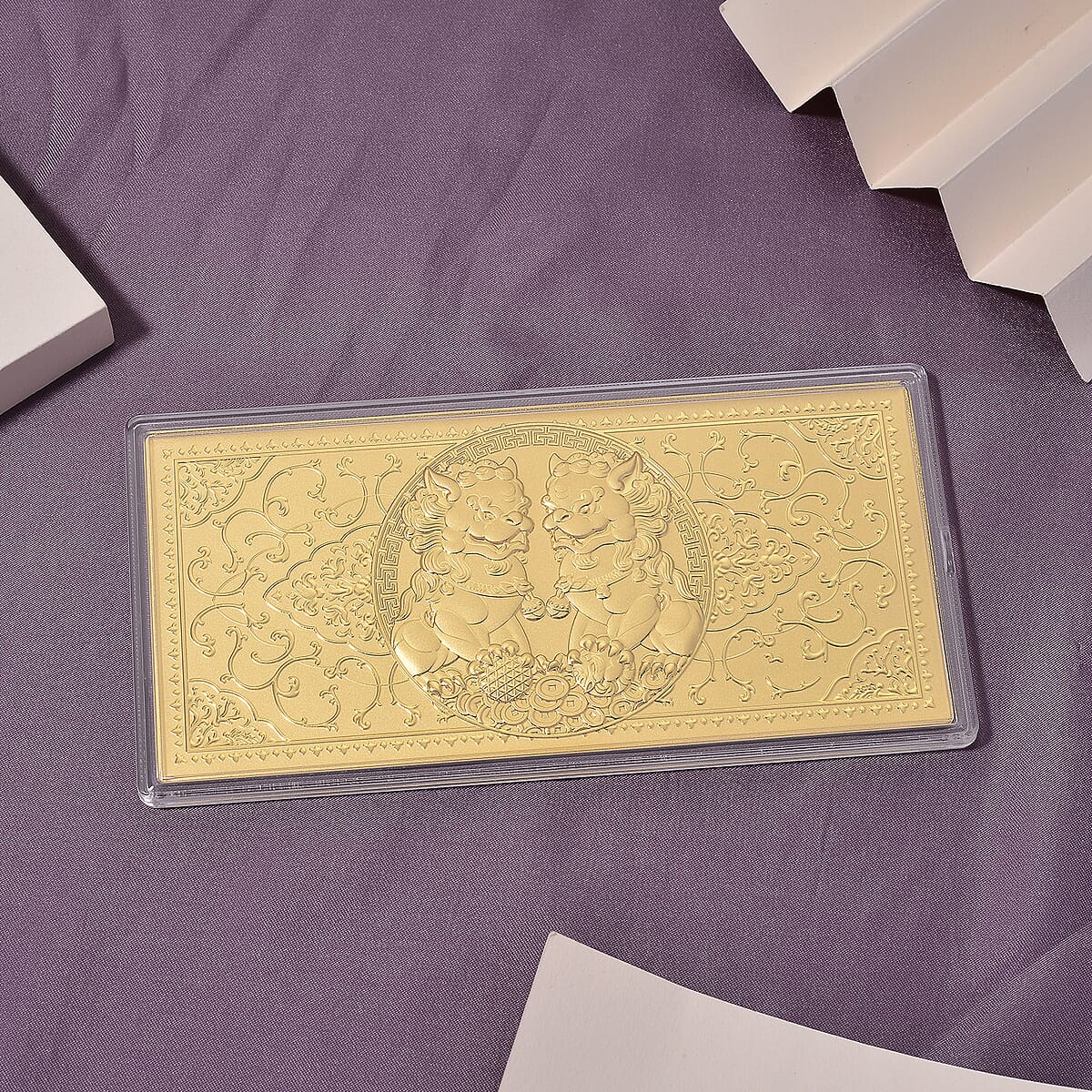 Doorbuster 24K Golden Twin Foo Dogs Emboss Sheet (155x75mm) 100mg image number 1