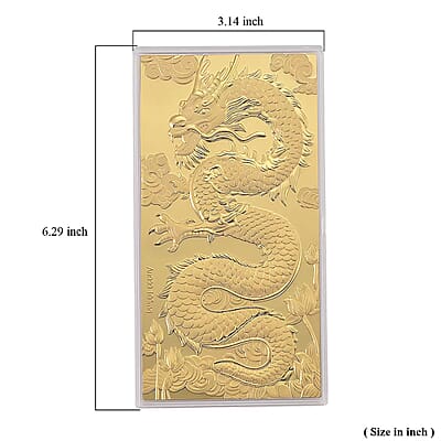 TLV 24K Yellow Golden Dragon Emboss Sheet 15.5x7.5cm 100mg