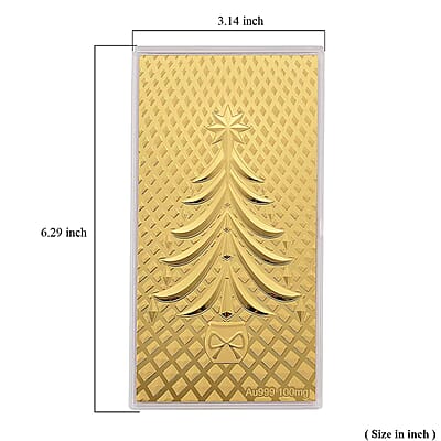 24K Yellow Golden Christmas Tree Emboss Sheet 15.5x7.5cm 100mg