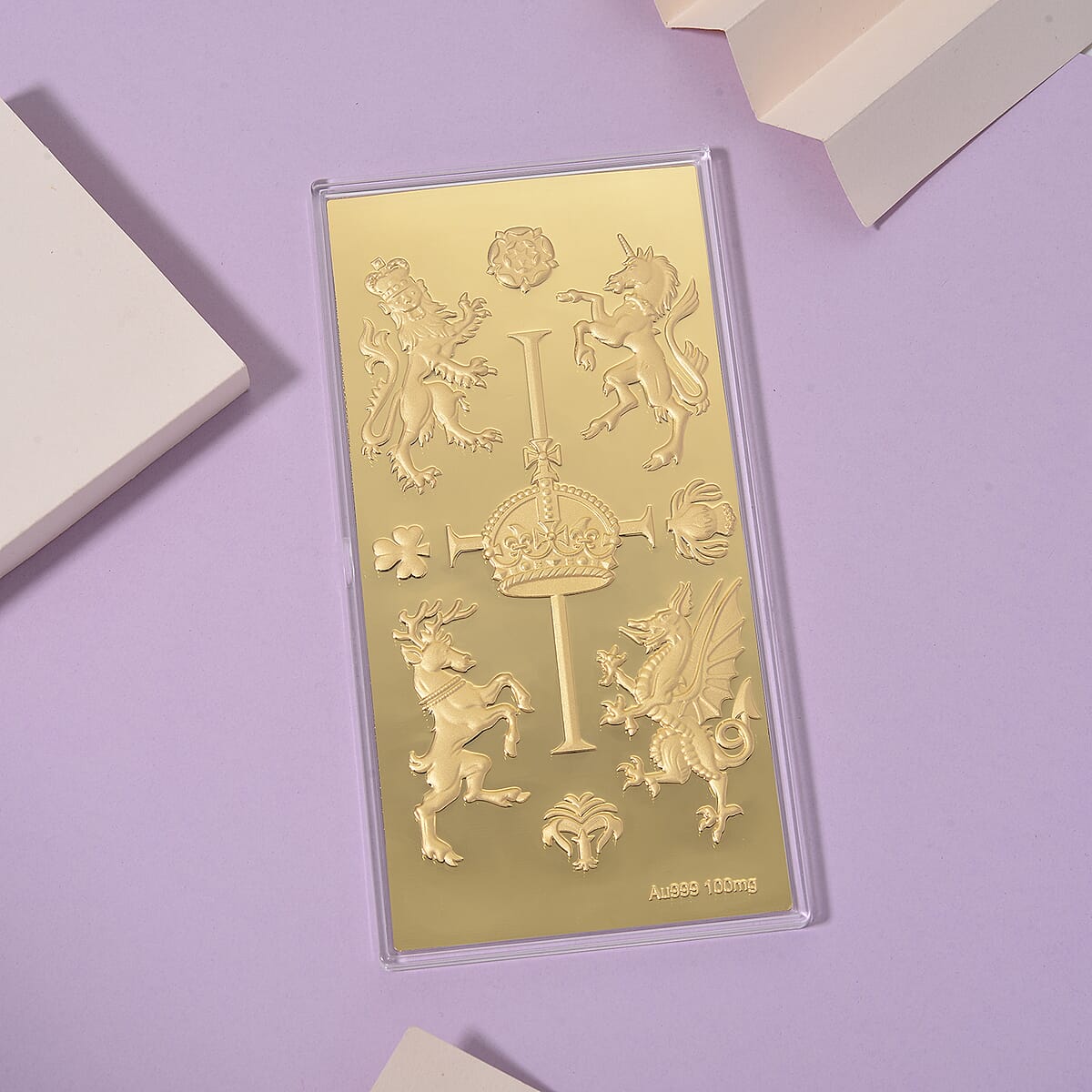 Doorbuster 24K Yellow Golden Royal Crest Emboss Sheet 155X75mm 100mg image number 1