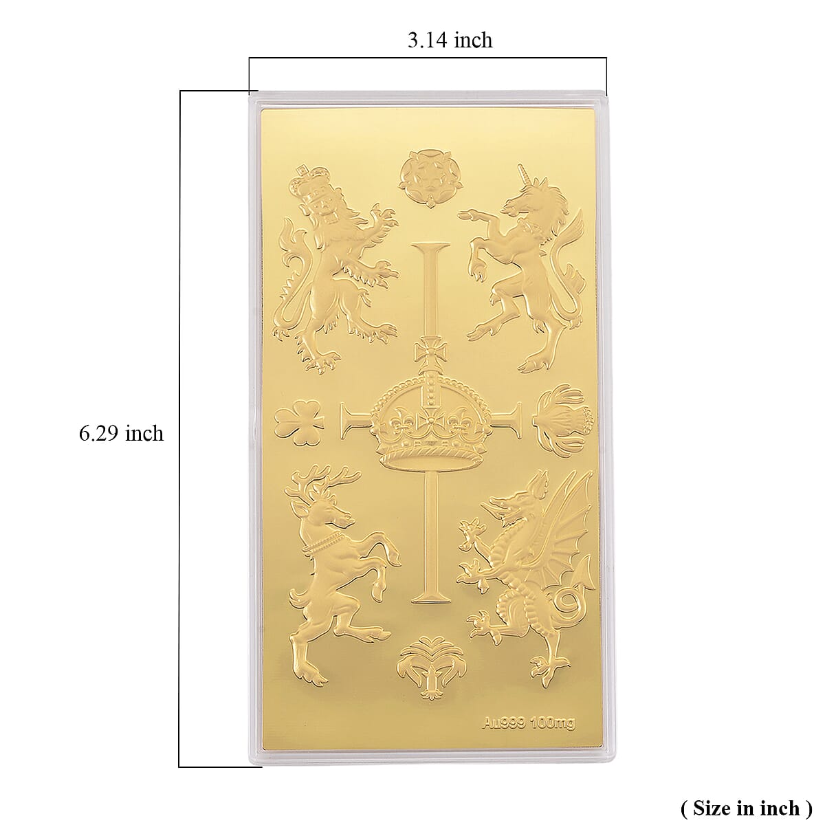 Doorbuster 24K Yellow Golden Royal Crest Emboss Sheet 155X75mm 100mg image number 4