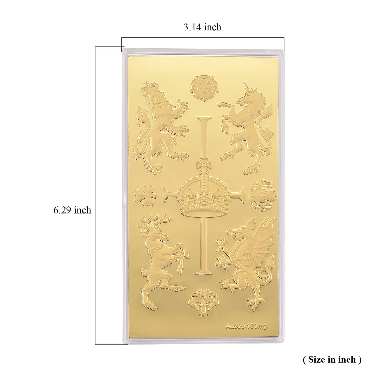 Doorbuster 24K Yellow Golden Royal Crest Emboss Sheet 155X75mm 100mg image number 5